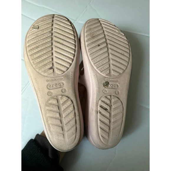 Crocs Cotton Candy Stucco Hilga Slide Womens Size 8 Pink Sandals Wedge - Picture 5 of 5